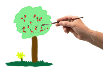 albero ad acquerello