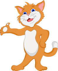 cute cat waving cartoon