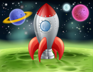 Cartoon Space Rocket on Alien Planet © Christos Georghiou