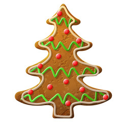 Gingerbread christmas tree decorated colored icing