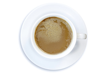 Top view of coffee cup