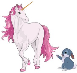 Obraz na płótnie Canvas pink unicorn with bunny