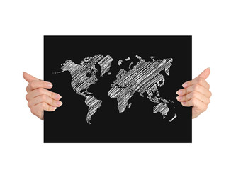 paper with world map