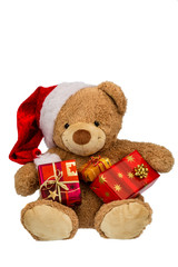 Teddybär mit Weihnachtsgeschenken