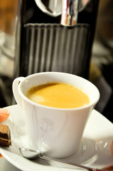 enjoying a delicious coffee cup in the morning