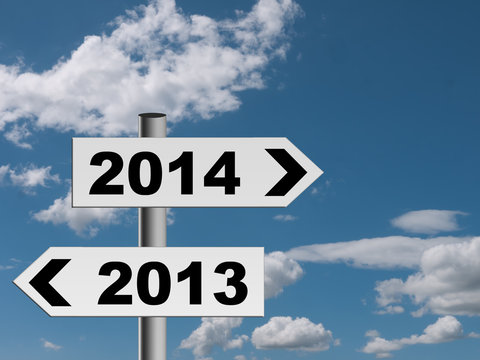 New year signpost background - future direction 2014