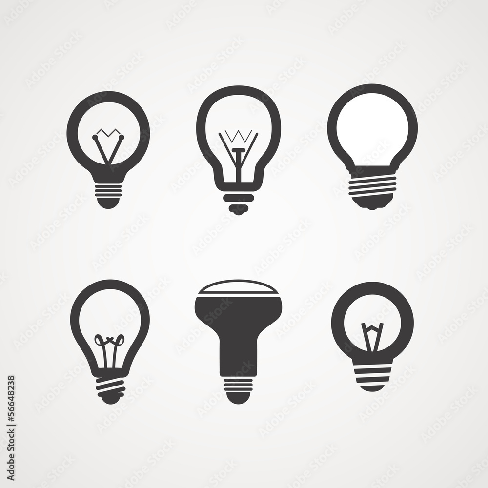 Poster different light bulb icon collection