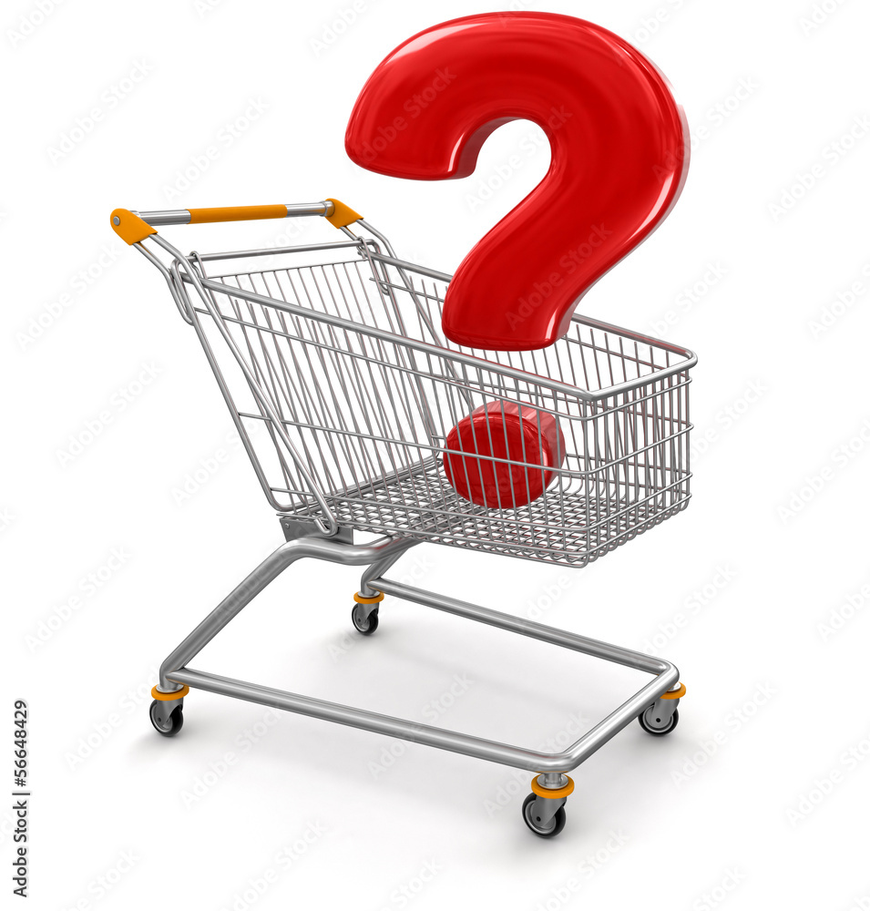 Poster shopping cart with quest (clipping path included)
