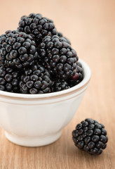 Full bowl of ripe fresh blackberries