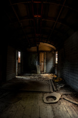 Messy vehicle interior with lights