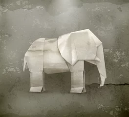 Papier Peint photo autocollant Animaux géométriques Éléphant en origami, style ancien