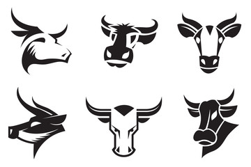 collection of six cows heads