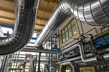 Industrial pipes in a thermal power plant