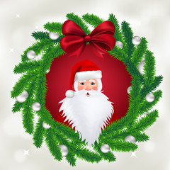 Christmas card - wreath, vector illustration.