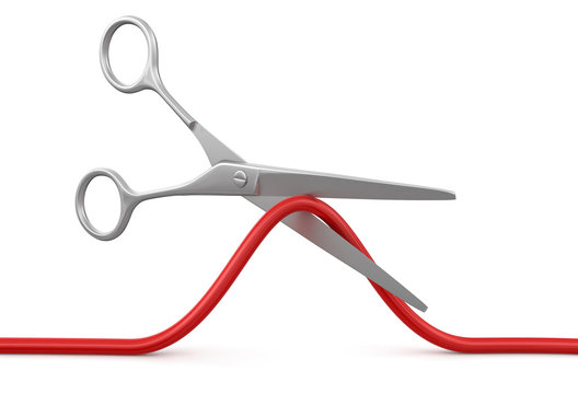 Scissors and Cable (clipping path included)