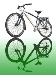 Bike isolated on a white background with green reflections.