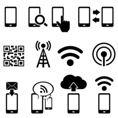 Mobile and wifi icon set