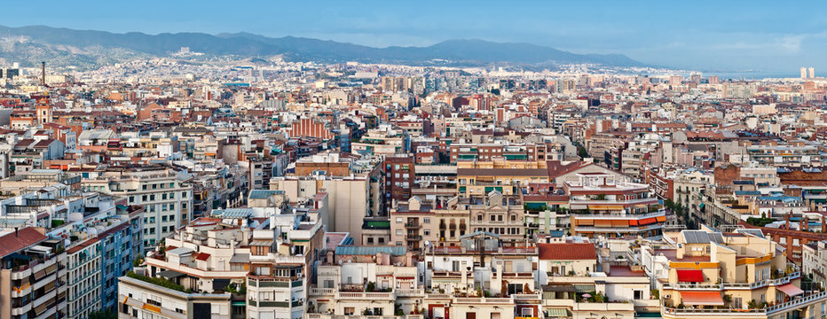 Panorama of Barcelona houses from Sagrada Familia