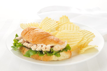 Chicken sandwich on a croissant