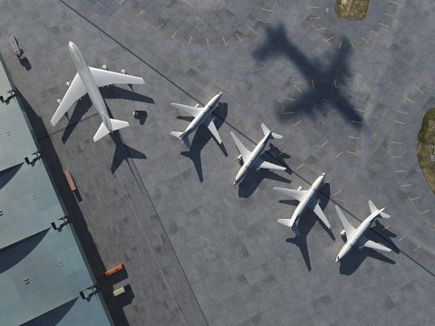 Fototapeta Aerial view of airport