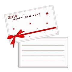 2014 Happy New Year Cards with Red Ribbon