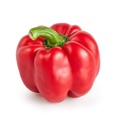 Bright red pepper over white background.