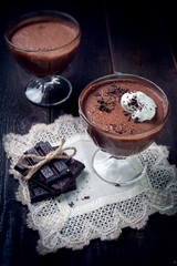 Dark and delicate chocolate mousse