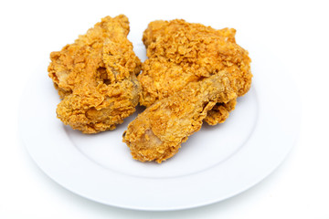 Four Pieces of Fried Chicken on White Plate