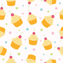 Cupcake Seamless Pattern. Vector illustration.