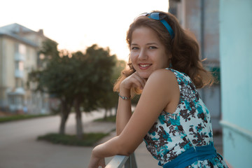 American redhead girl in suglasses. Photo in 60s style. © ruslan1117