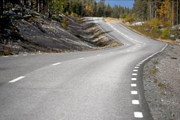 asphalt road on sunny autumn day