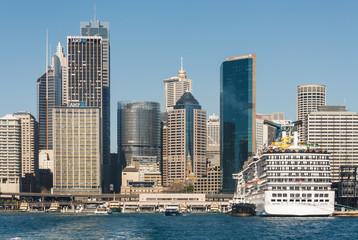 cruise liner moored in Circular Quay in Sydney