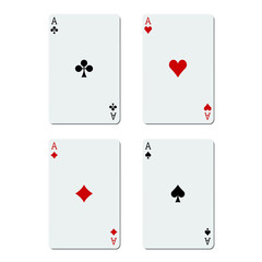 Quatre as sur fond blanc