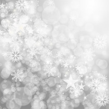 Merry Christmas: Grey Background with stars and snowflakes