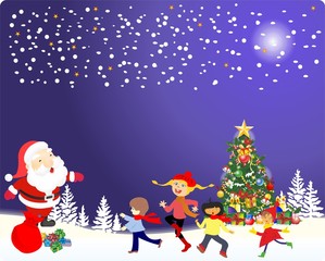 bożonarodzeniowa dekoracja z choinką, © klatki