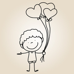 hand drawing cartoon happy kids