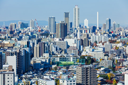 Tokyo skyline in Japan
