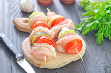 raw kebab from meat and vegetables