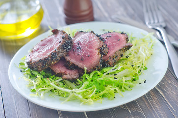 beef steak with fresh salad