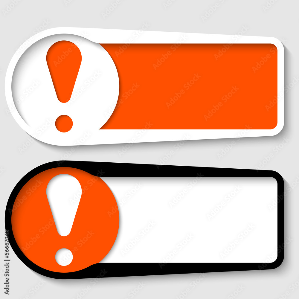 Poster set of two boxes for any text with exclamation mark