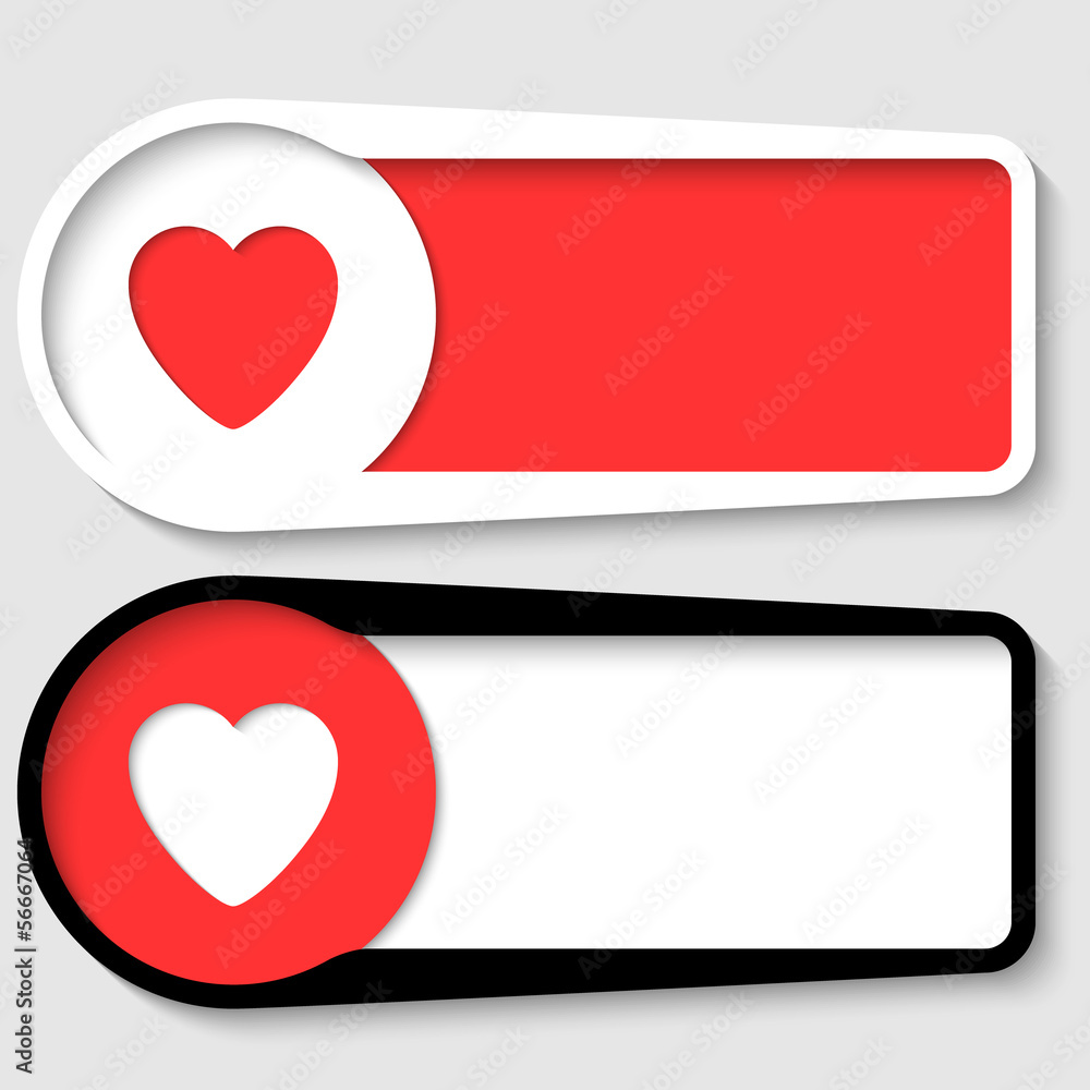 Poster set of two boxes for any text with heart