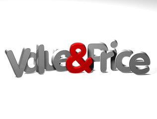 3D Word Value And Price on white background