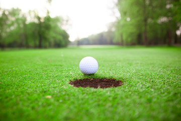 golf ball on lip of cup