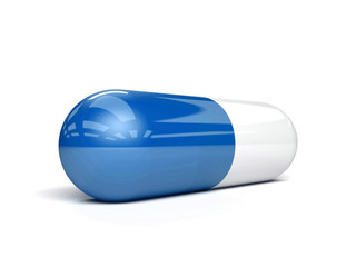 Medical pill. Over white background. Concept 3D illustration.
