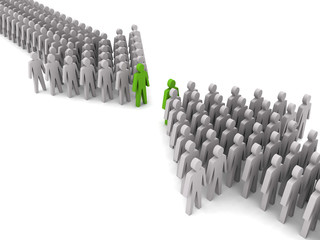 Two working groups with the leaders. Concept 3D illustration.