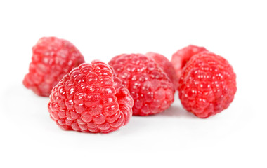 raspberries isolated on white background