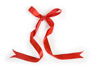 red ribbon on white background