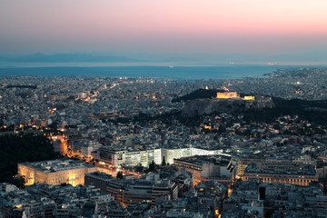 Night view of the Acropolis, Athens, Greece