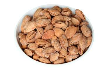 Shelled Almonds in a white bowl