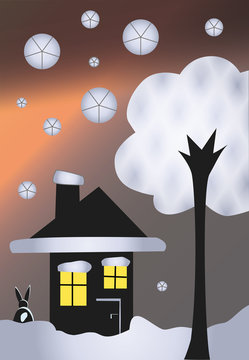 Haus und Baum Winterstimmung